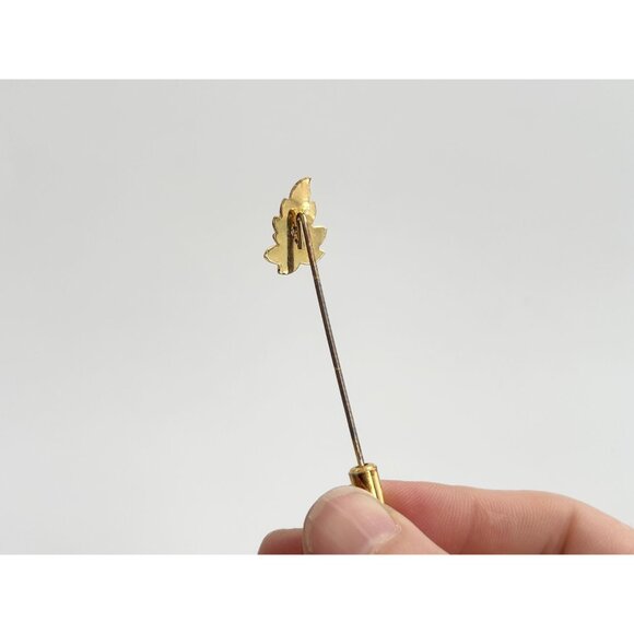 Leaf Shaped Gold Toned Classic Vintage Stick Pin | Hat Pin | Lapel Pin - Picture 5 of 9